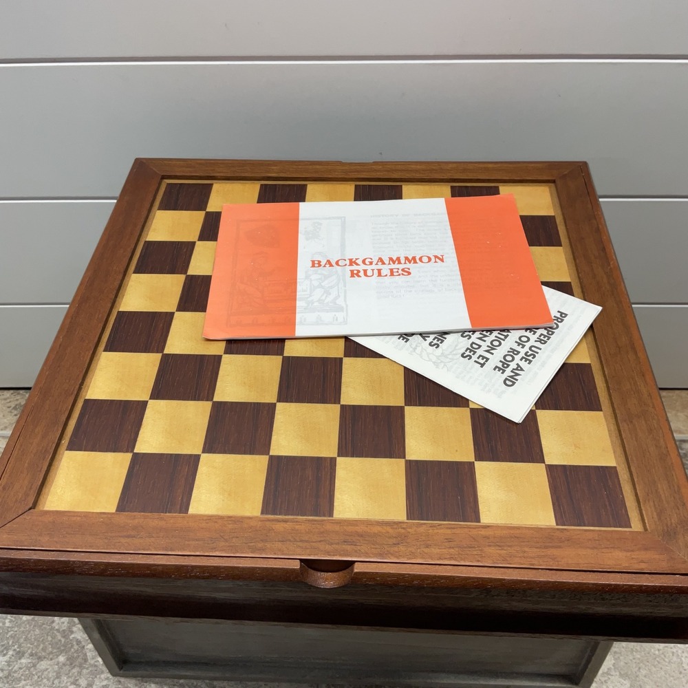 Vintage 7-1 Wooden Game Set Chess Checkers Backgammon Dominoes Cribbage Cards